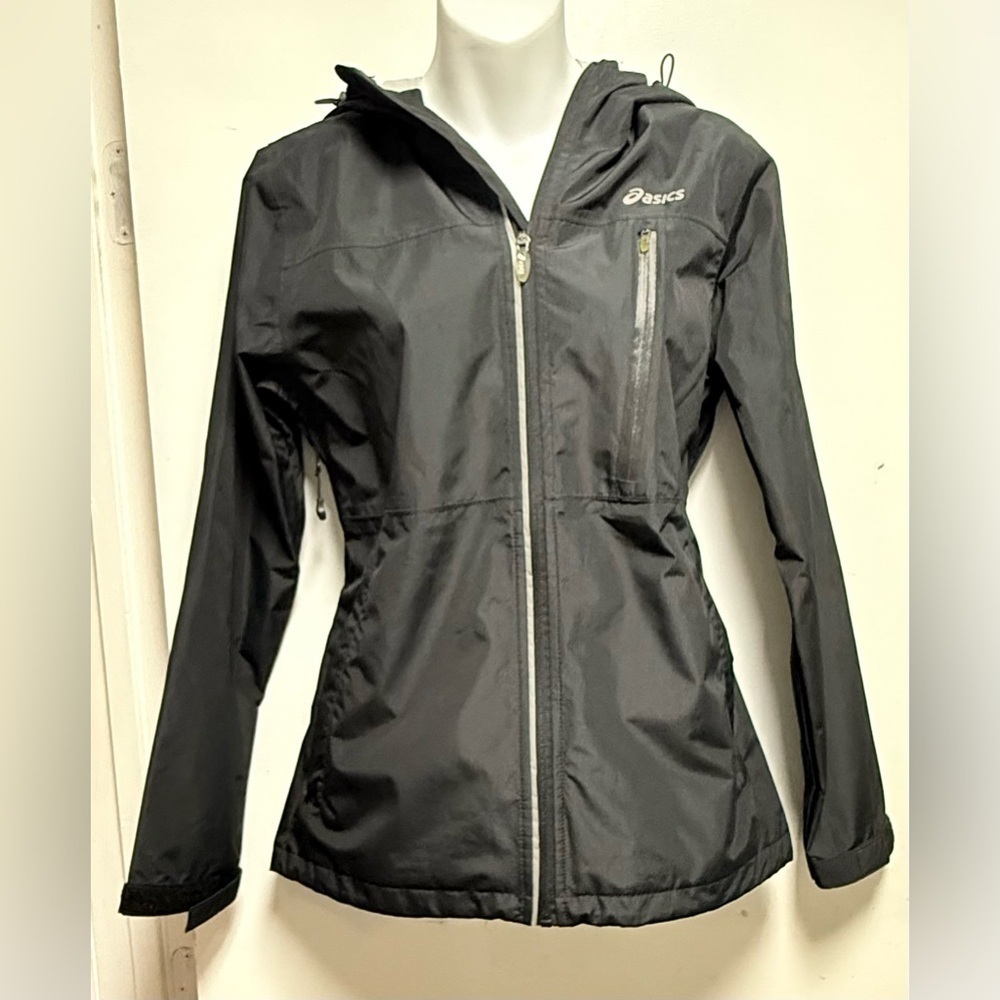 Asics Women's Waterproof Full Zip Hooded Jacket-Black Size S